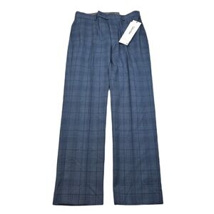 Calvin Klein Slim Fit Dress‎ Pants Mens 30x30 Blue Plaid Stretch Wool NEW